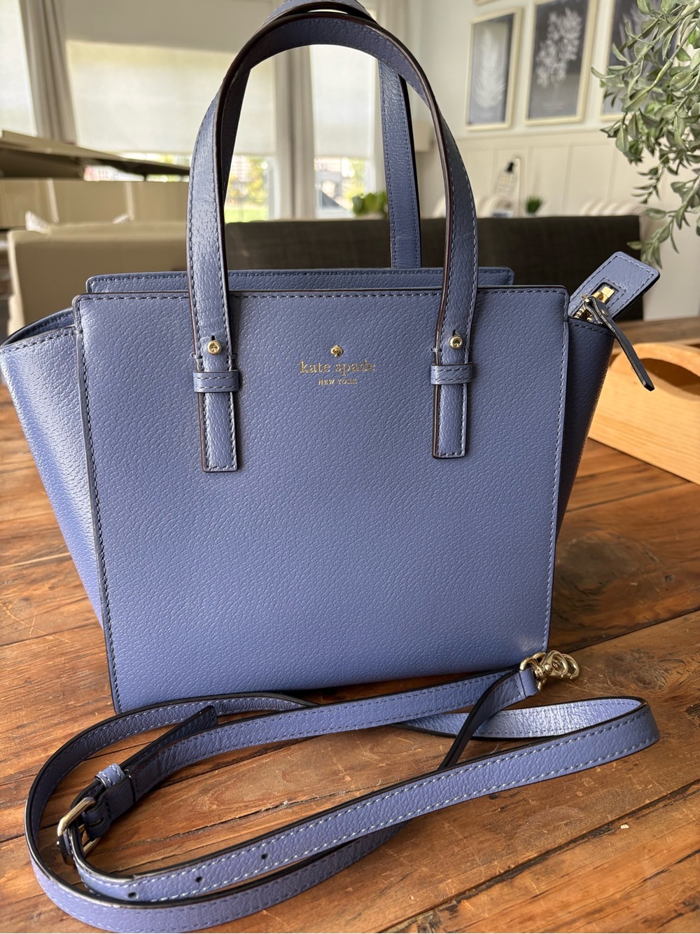 Kate spade New York Small Leather Tote Bag in Periwinkle Blue